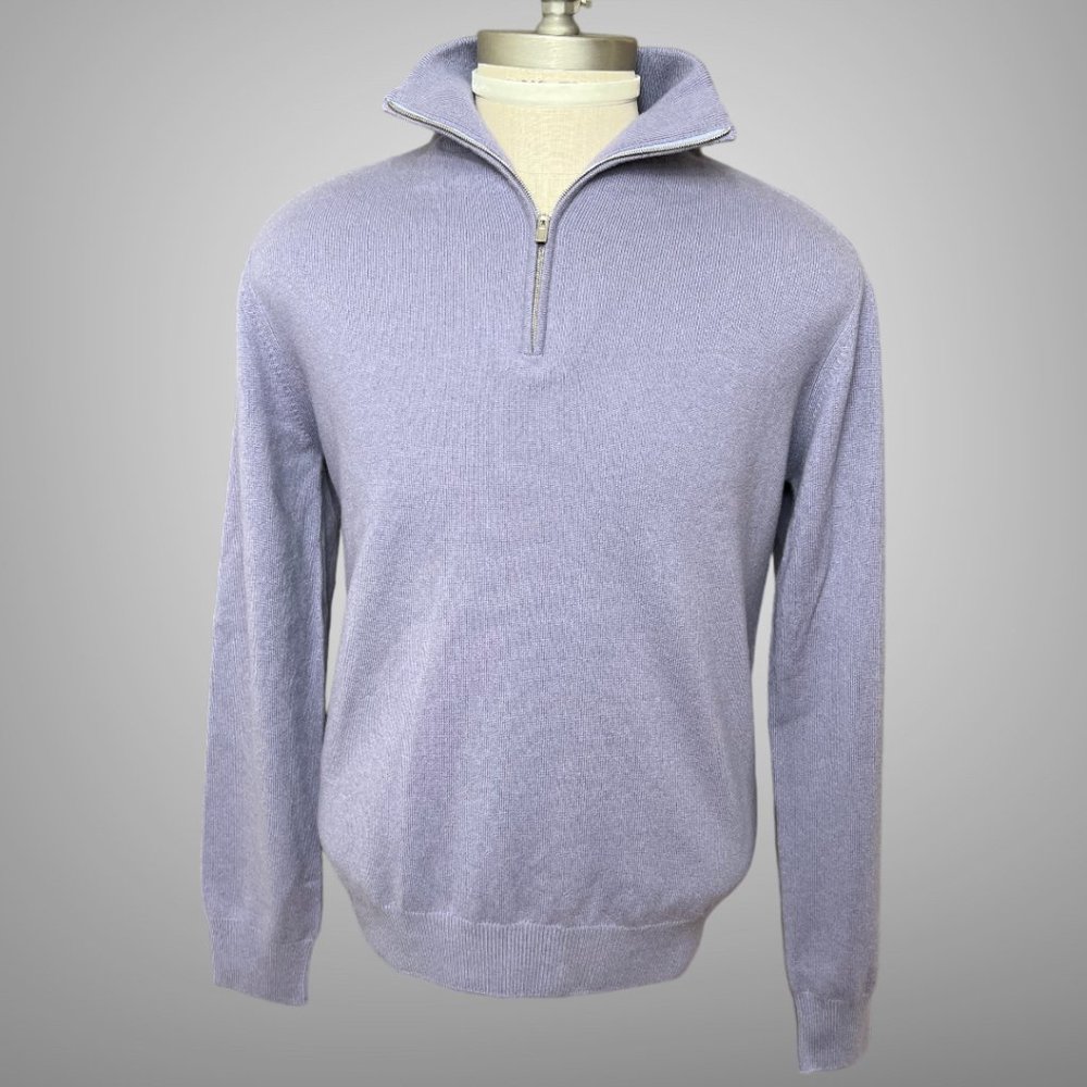 Hermes Long Sleeve 100% Cashmere Mens Quarter Zip Trucker's Sweater EU Size M - Picture 6 of 14